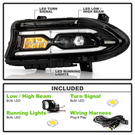 2015-2023 Dodge Charger Durango-Style RGBW Flow Series LED DRL Headlights - AutoLEDTech.com