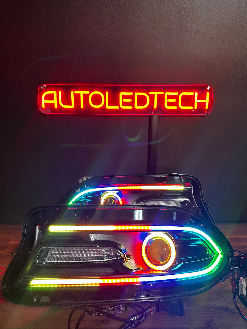 2015-2023 Dodge Charger RGBW Flow Series DIFFUSED LED DRL Boards + Halo Kit - AutoLEDTech.com