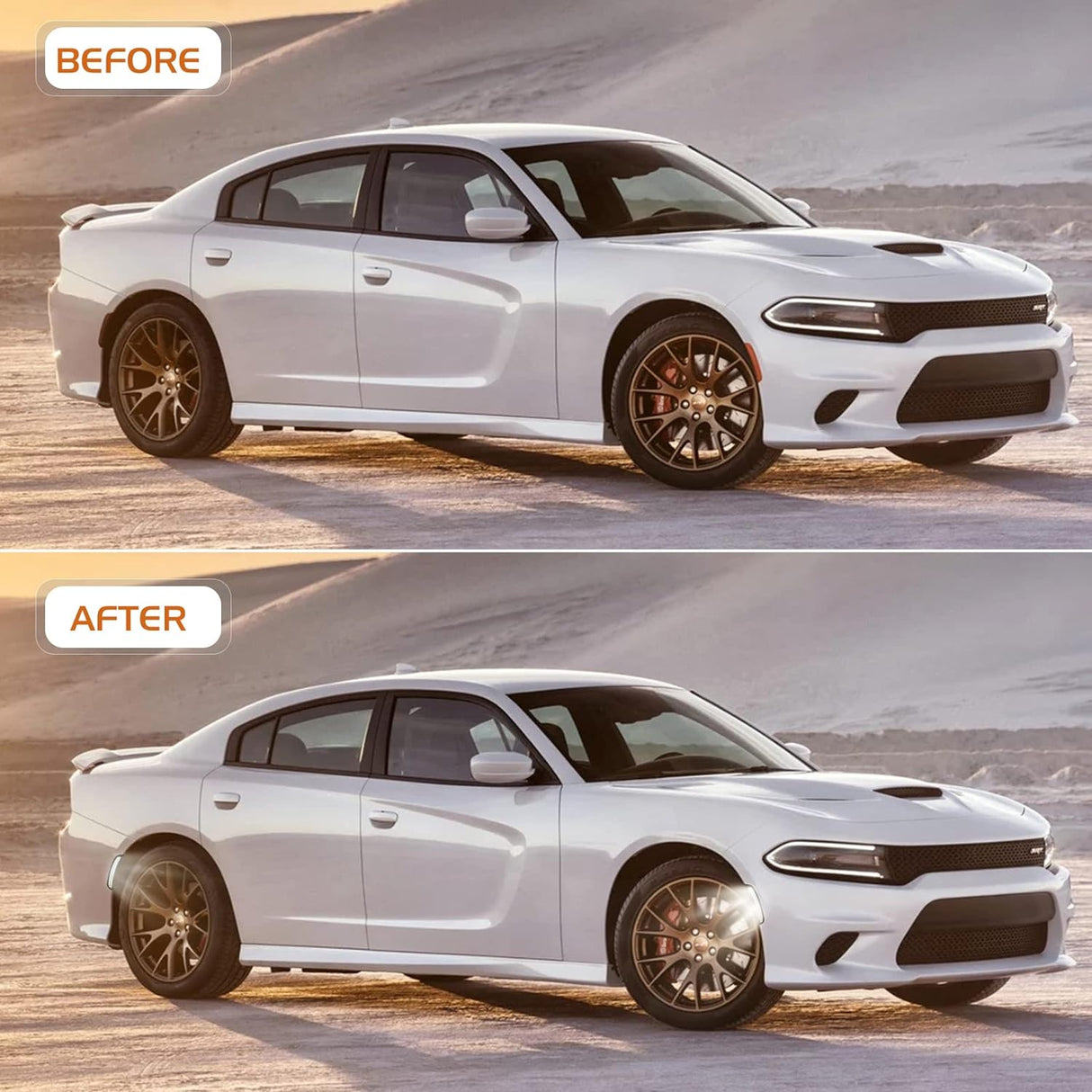 2015-2023 Dodge Charger SCANNING White LED Smoked Side Marker Lights - AutoLEDTech.com