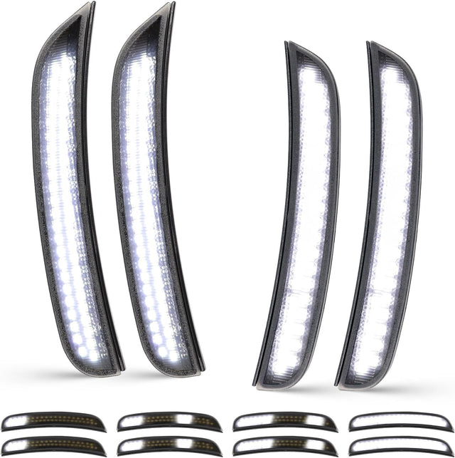 2015-2023 Dodge Charger SCANNING White LED Smoked Side Marker Lights - AutoLEDTech.com