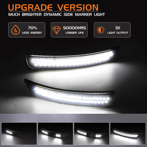 2015-2023 Dodge Charger SCANNING White LED Smoked Side Marker Lights - AutoLEDTech.com