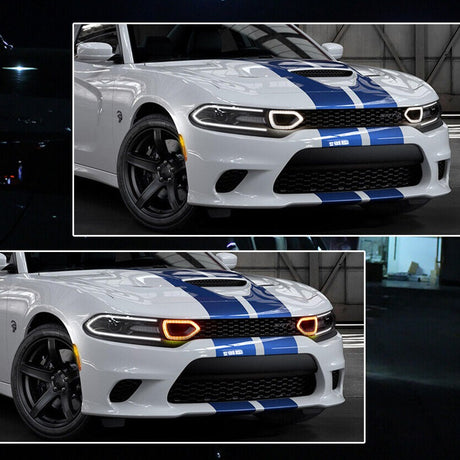 2015-2023 Dodge Charger SEQUENTIAL Switchback White/Amber LED Grill Snorkel Air Intake Light Assembly - AutoLEDTech.com