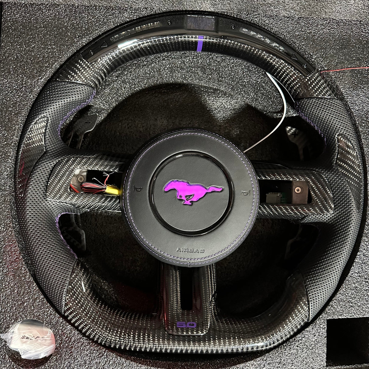 2015-2023 Ford Mustang Carbon Fiber Steering Wheel - AutoLEDTech.com