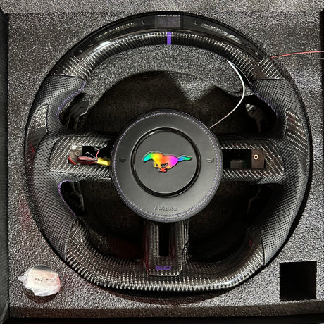 2015-2023 Ford Mustang Carbon Fiber Steering Wheel - AutoLEDTech.com