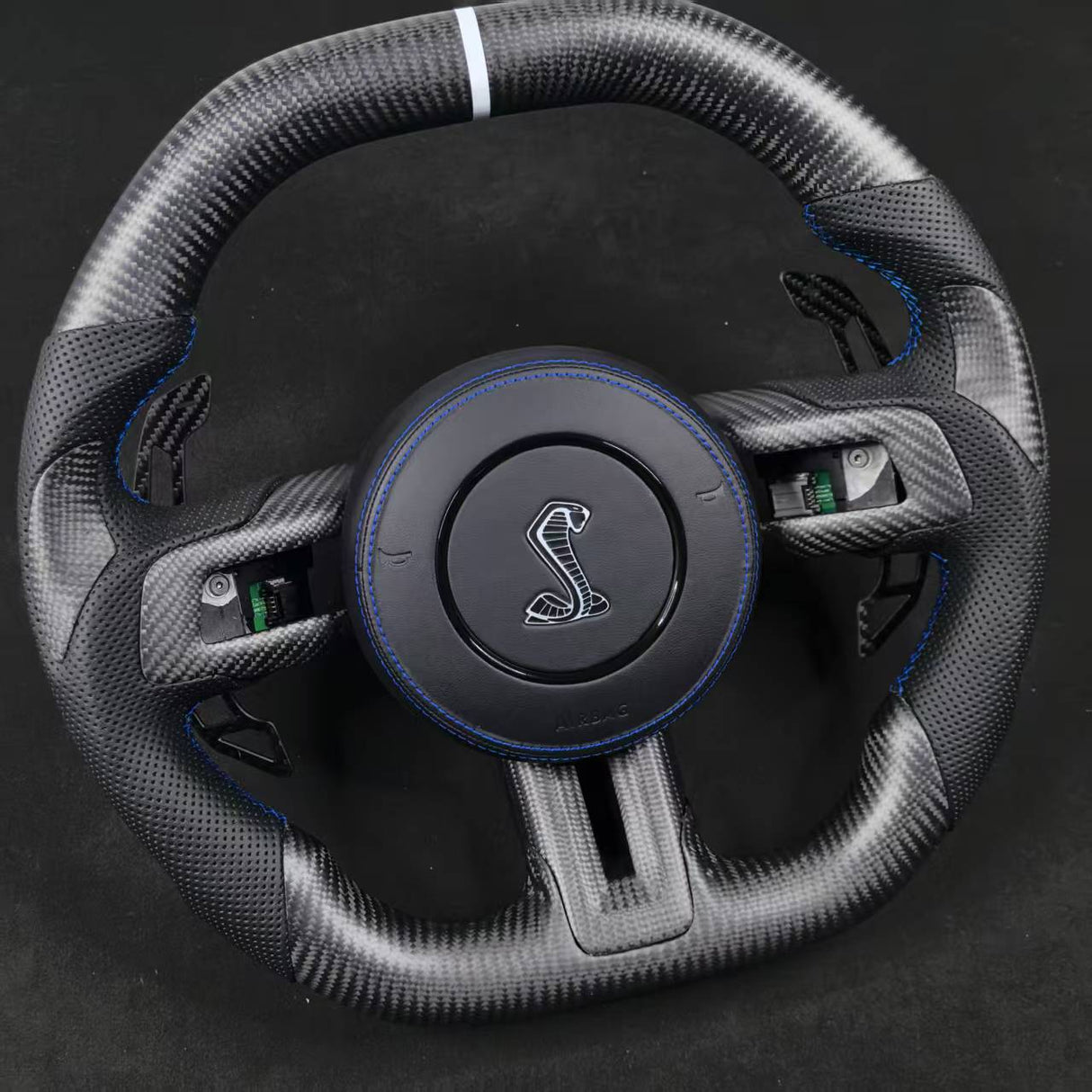 2015-2023 Ford Mustang Carbon Fiber Steering Wheel - AutoLEDTech.com