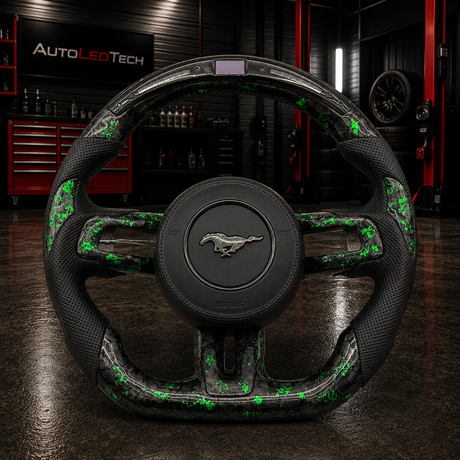 2015-2023 Ford Mustang Carbon Fiber Steering Wheel - AutoLEDTech.com
