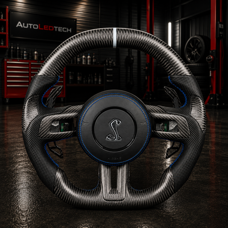 2015-2023 Ford Mustang Carbon Fiber Steering Wheel - AutoLEDTech.com