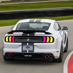 2015-2023 Ford Mustang S550 RGB Flow Smoked Clear LED Tail Lights - AutoLEDTech.com