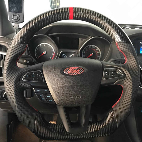 2015-2026+ Ford Focus RS ST Carbon Fiber Steering Wheel w/ LED Display - AutoLEDTech.com