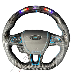2015-2026+ Ford Focus RS ST Carbon Fiber Steering Wheel w/ LED Display - AutoLEDTech.com