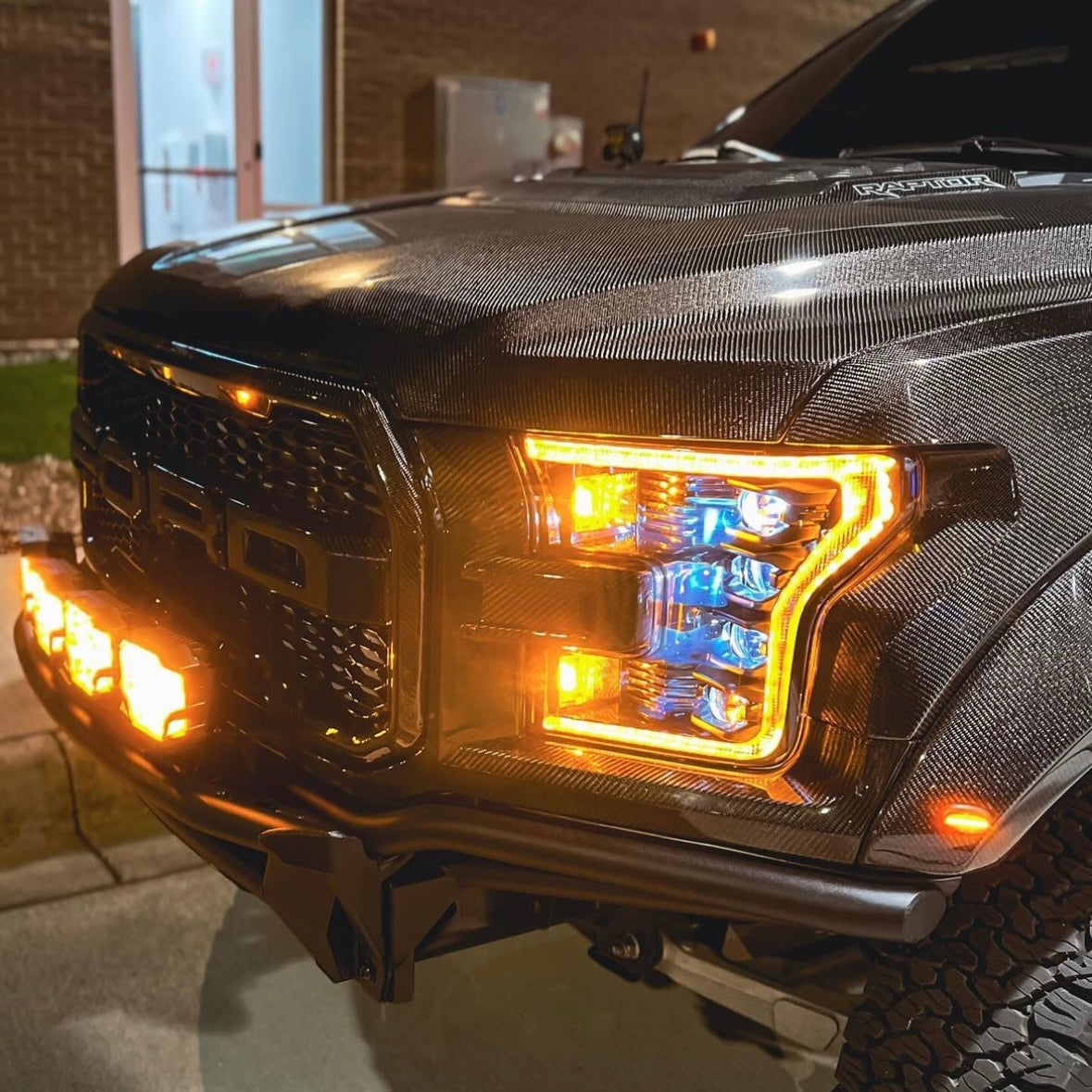 2016-2020 Ford Raptor F150 White or Amber LED DRL Projector Headlight Assemblies - AutoLEDTech.com