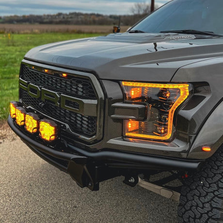 2016-2020 Ford Raptor F150 White or Amber LED DRL Projector Headlight Assemblies - AutoLEDTech.com