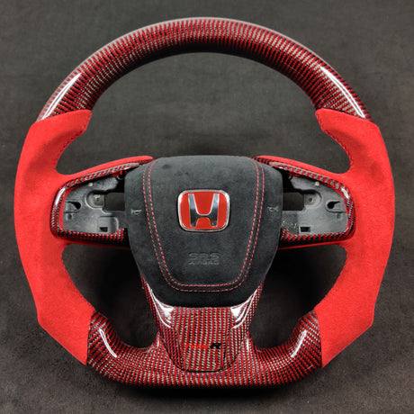 2016-2021 Honda Civic Custom Carbon Fiber Steering Wheel - AutoLEDTech.com