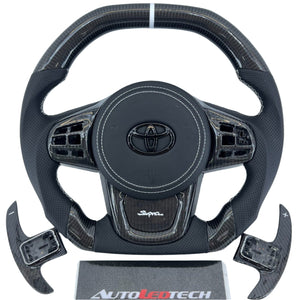 2019-2026+ Toyota Supra Custom Carbon Fiber Steering Wheel - AutoLEDTech.com