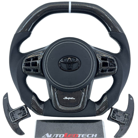 2019-2026+ Toyota Supra Custom Carbon Fiber Steering Wheel - AutoLEDTech.com