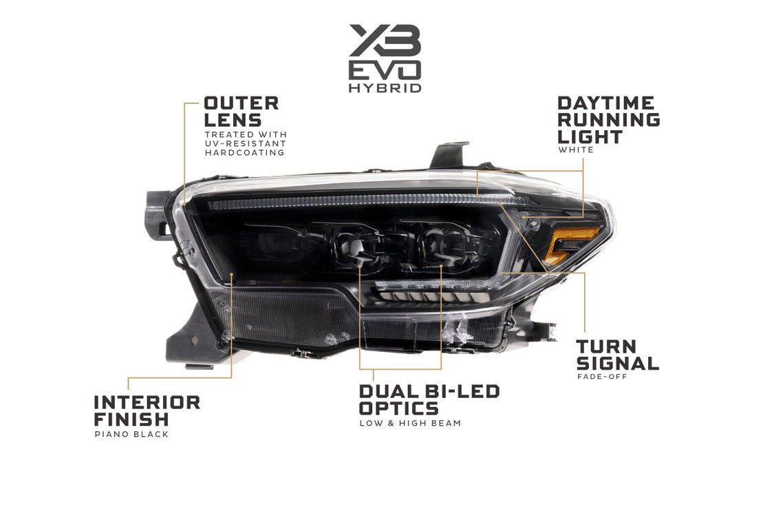 2016-2023 Toyota Tacoma XB EVO Hybrid LED DRL Headlights - AutoLEDTech.com