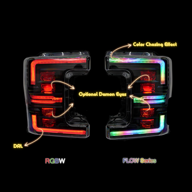 2017-2019 Ford Super Duty F250 RGBW Flow Series LED DRL Headlights - AutoLEDTech.com