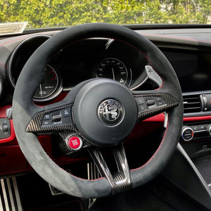 2017-2021 Alfa Romeo Stelvio Giulia Custom Carbon Fiber Steering Wheel - AutoLEDTech.com