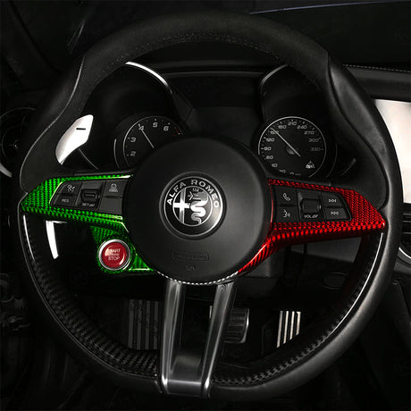 2017-2021 Alfa Romeo Stelvio Giulia Custom Carbon Fiber Steering Wheel - AutoLEDTech.com