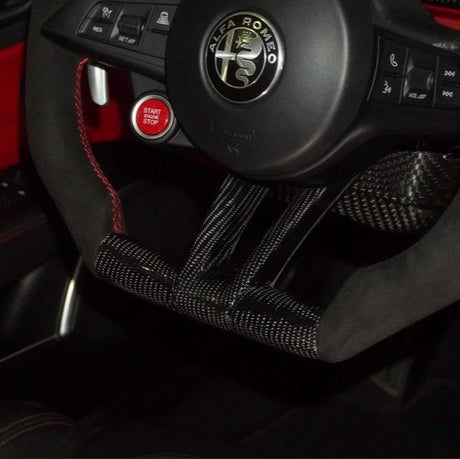 2017-2021 Alfa Romeo Stelvio Giulia Custom Carbon Fiber Steering Wheel - AutoLEDTech.com