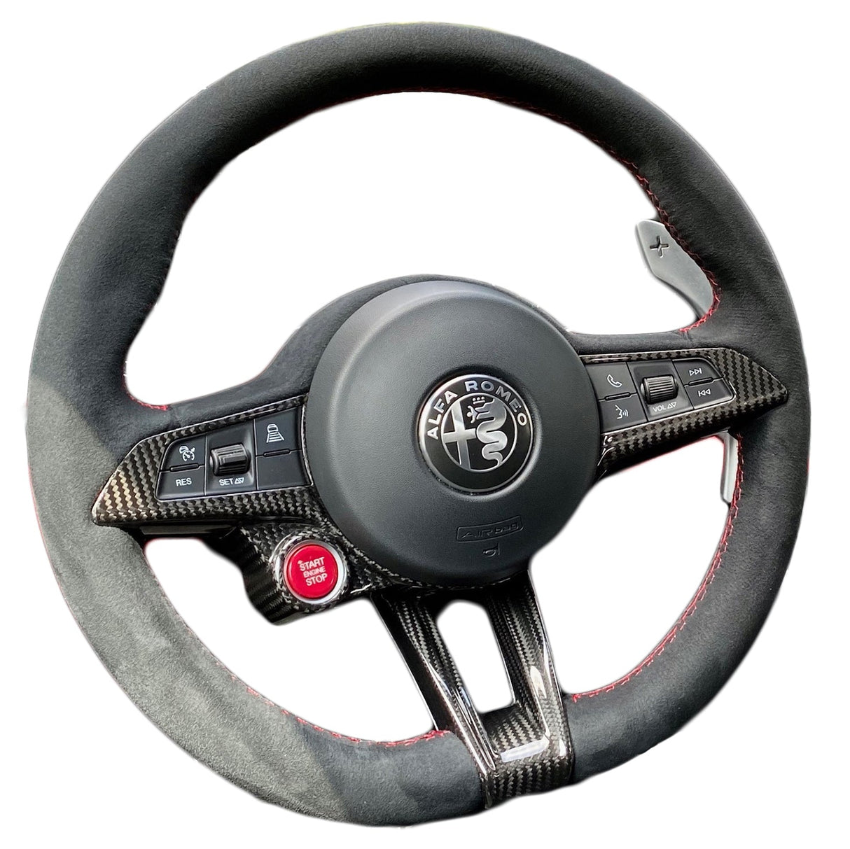 2017-2021 Alfa Romeo Stelvio Giulia Custom Carbon Fiber Steering Wheel - AutoLEDTech.com