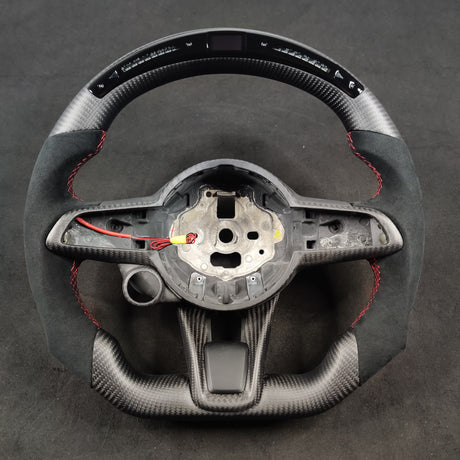 2017-2021 Alfa Romeo Stelvio Giulia Custom Carbon Fiber Steering Wheel - AutoLEDTech.com
