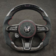 2017-2021 Alfa Romeo Stelvio Giulia Custom Carbon Fiber Steering Wheel - AutoLEDTech.com