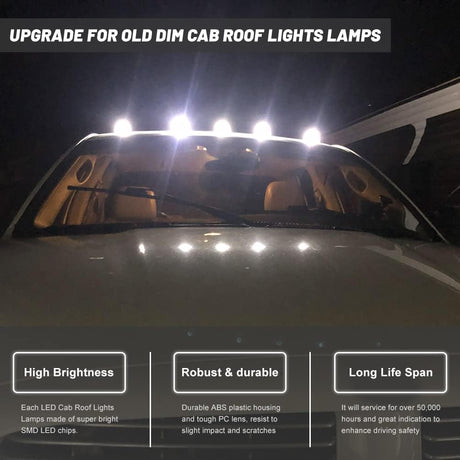 2017-2022 Ford F250 F350 Super Duty Clear Smoked White Amber LED Roof Cab Lights - AutoLEDTech.com