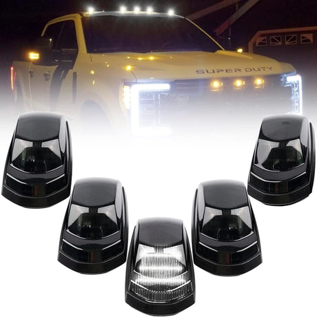 2017-2022 Ford F250 F350 Super Duty Clear Smoked White Amber LED Roof Cab Lights - AutoLEDTech.com