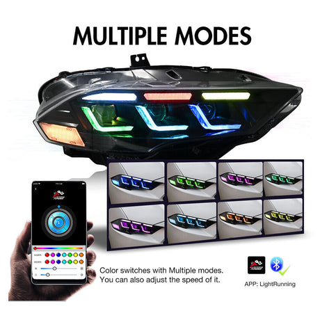 2018-2023 Ford Mustang S650-Style LED DRL Headlights - AutoLEDTech.com