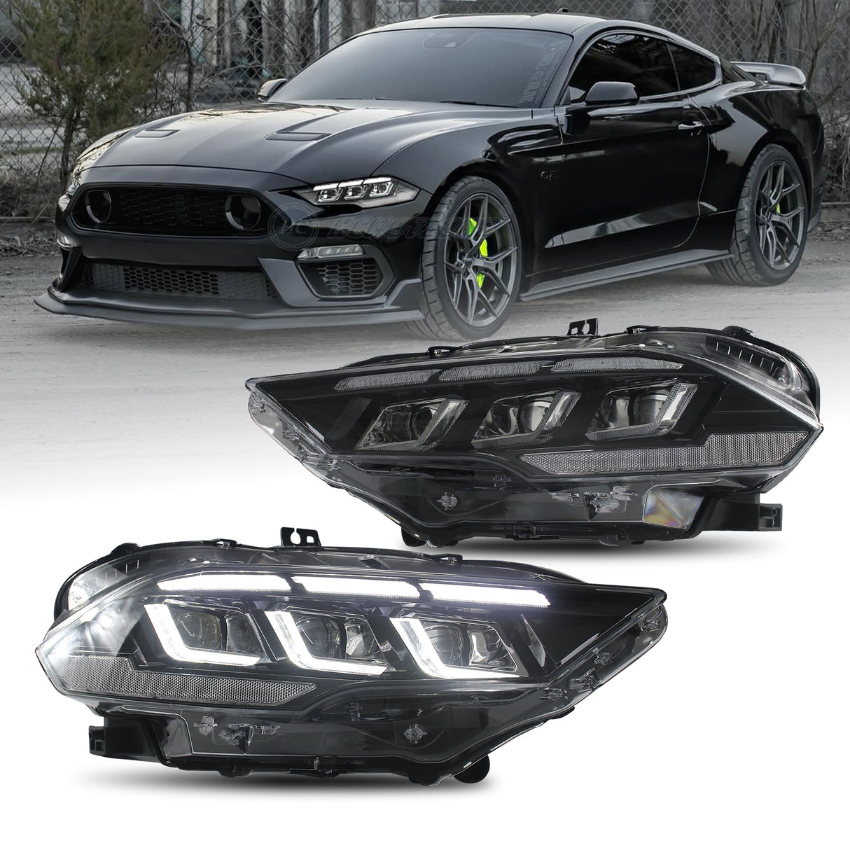 2018-2023 Ford Mustang S650-Style LED DRL Headlights - AutoLEDTech.com