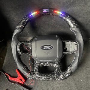 2021-2026+ Ford F150 & Raptor Custom Carbon Fiber LED Steering Wheel - AutoLEDTech.com