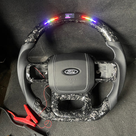 2021-2026+ Ford F150 & Raptor Custom Carbon Fiber LED Steering Wheel - AutoLEDTech.com