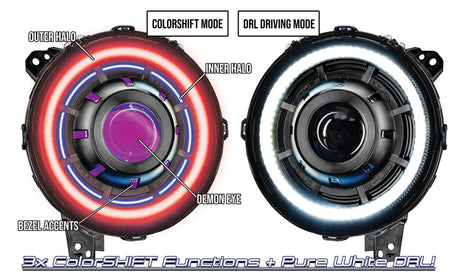 2018-2026+ Jeep Wrangler Gladiator JL JT OCULUS RGBW Bi-LED Projector Headlights - AutoLEDTech.com