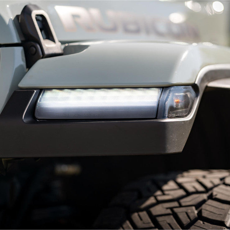 2018-2025+ Jeep Wrangler Gladiator JL JT Smoked LED DRL + Turn Signal Fender Lights - AutoLEDTech.com