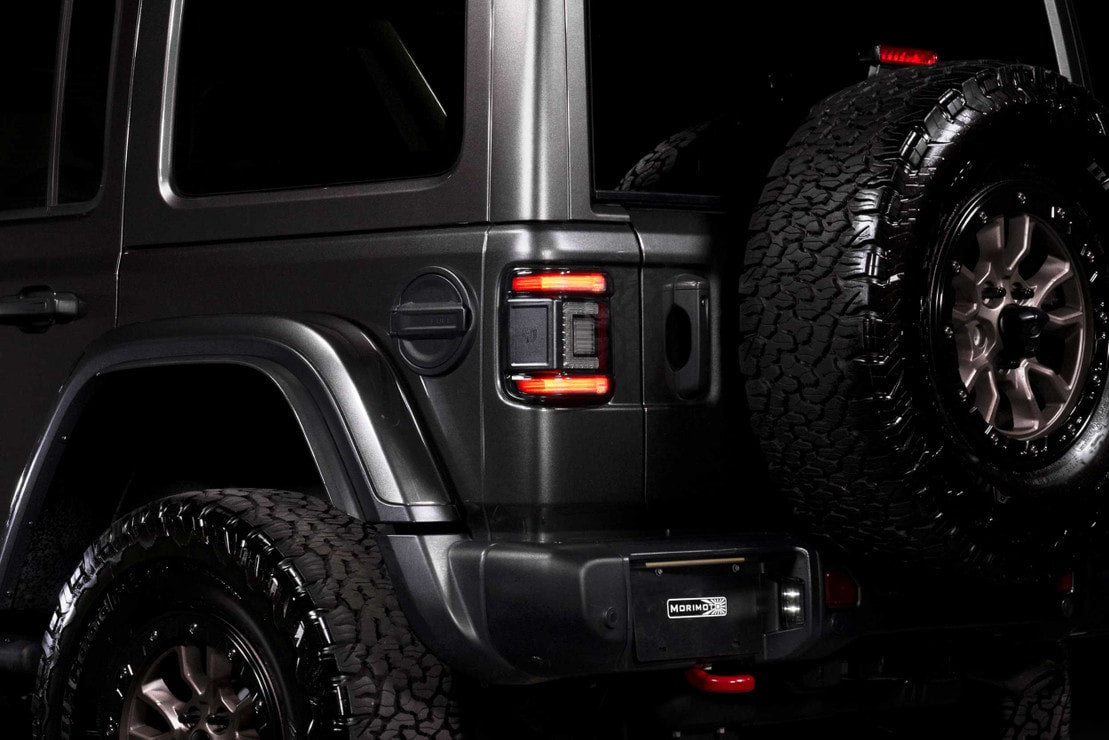 2018-2026+ Jeep Wrangler JL Red Smoked XB LED Tail Lights - AutoLEDTech.com