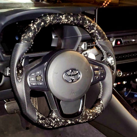 2019-2026+ Toyota Supra Custom Carbon Fiber Steering Wheel - AutoLEDTech.com