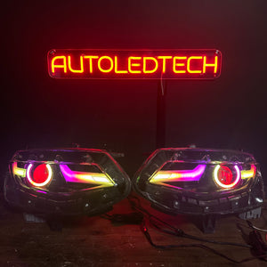 2019-2024 Chevrolet Camaro LS LT RGBW Flow Series LED DRL Prebuilt Headlights - AutoLEDTech.com