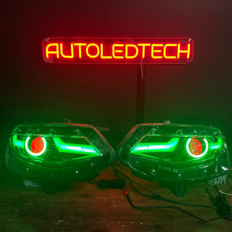 2019-2024 Chevrolet Camaro LS LT RGBW Flow Series LED DRL Prebuilt Headlights - AutoLEDTech.com