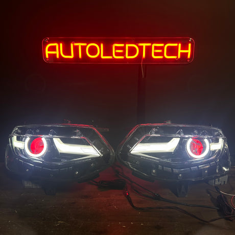 2019-2024 Chevrolet Camaro LS LT RGBW Flow Series LED DRL Prebuilt Headlights - AutoLEDTech.com