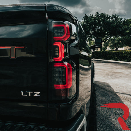 2019-2025 Chevy Silverado Smoked Scanning LED Tail Lights - AutoLEDTech.com