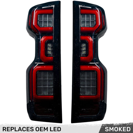 2019-2025 Chevy Silverado Smoked Scanning LED Tail Lights - AutoLEDTech.com