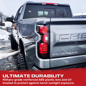 2019-2025 Chevy Silverado Smoked Scanning LED Tail Lights - AutoLEDTech.com