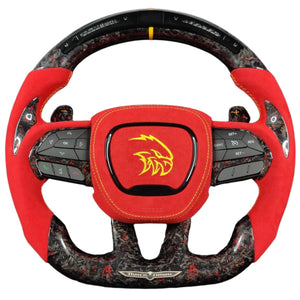 2014-2021 Jeep Trackhawk SRT Custom Carbon Fiber Steering Wheel w/ LED RPM Display - AutoLEDTech.com