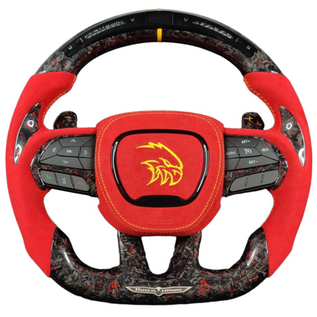 2014-2021 Jeep Trackhawk SRT Custom Carbon Fiber Steering Wheel w/ LED RPM Display - AutoLEDTech.com