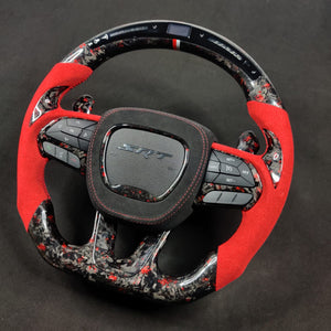 2014-2021 Jeep Trackhawk SRT Custom Carbon Fiber Steering Wheel w/ LED RPM Display - AutoLEDTech.com