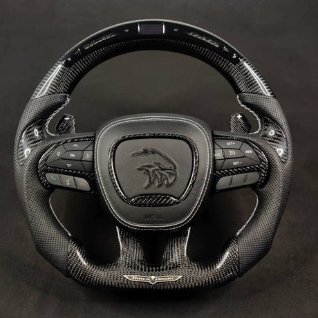 2014-2021 Jeep Trackhawk SRT Custom Carbon Fiber Steering Wheel w/ LED RPM Display - AutoLEDTech.com