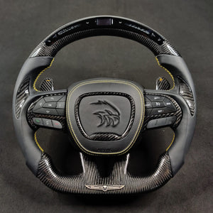 2014-2021 Jeep Trackhawk SRT Custom Carbon Fiber Steering Wheel w/ LED RPM Display - AutoLEDTech.com