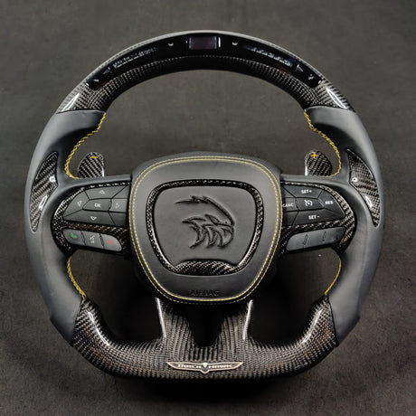 2014-2021 Jeep Trackhawk SRT Custom Carbon Fiber Steering Wheel w/ LED RPM Display - AutoLEDTech.com