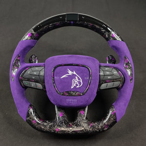 2014-2021 Jeep Trackhawk SRT Custom Carbon Fiber Steering Wheel w/ LED RPM Display - AutoLEDTech.com